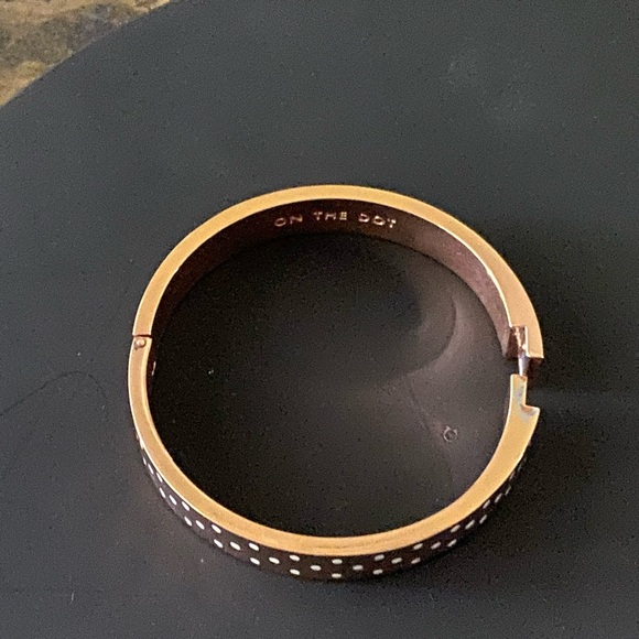 Kate Spade New York Authentic “On The Dot”White Polka Dots, Gold Brangle - Picture 6 of 12